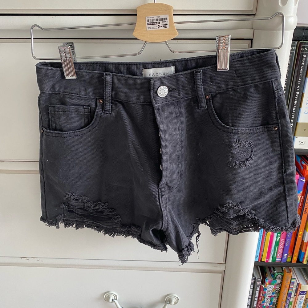 PacSun Women's Charcoal Distressed Jean Shorts